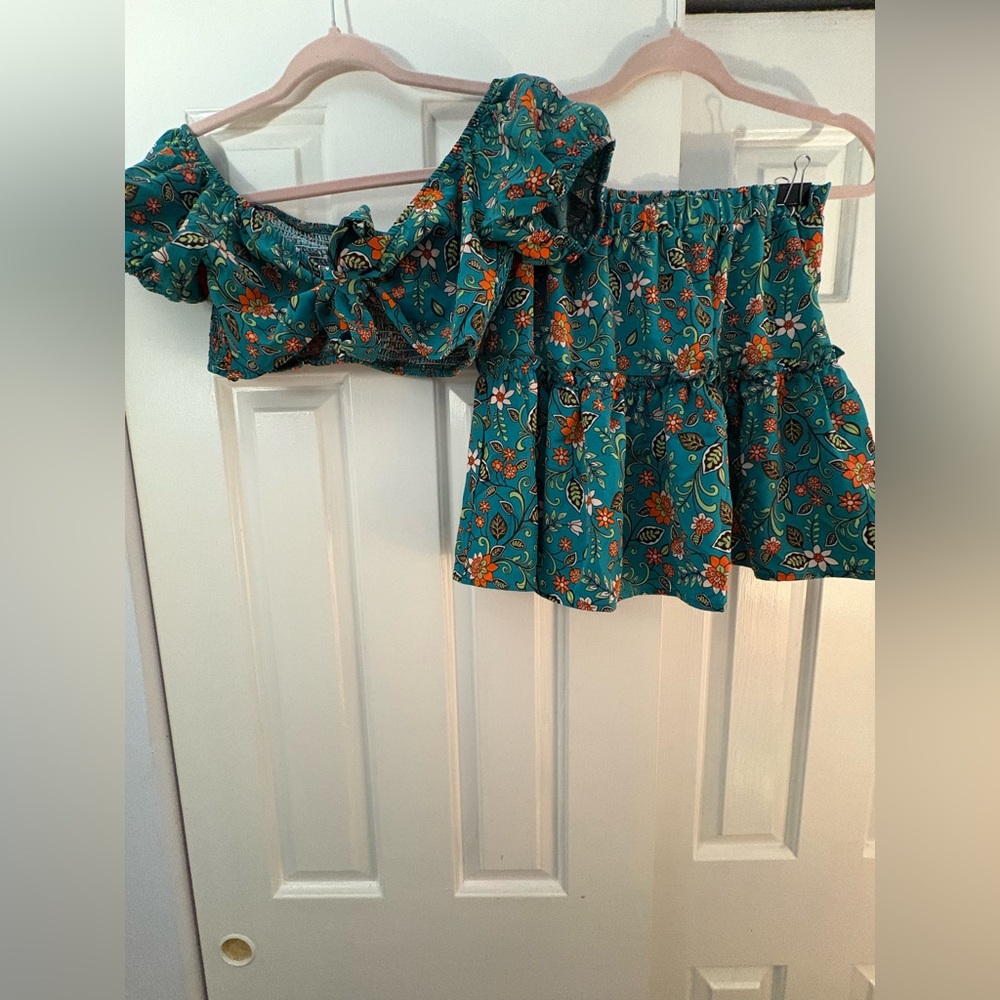 Floral Off-Shoulder Top and Skirt Set